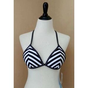 InMocean Black & White Stripe Dots Triangle Push Up Bikini Bathing Suit Top